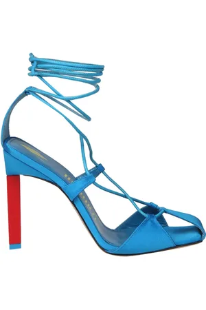 The Attico Schoenen, Dames, Blauw, 37 EU, Satijn, Turquoise Satijnen Sandalen met Hoge Hak