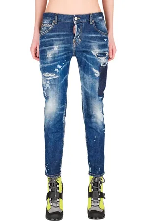 Dsquared2 Jeans, Dames, Blauw, XS, Katoen, Dark Tiffany Cool Cropped Jeans