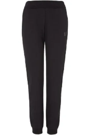 EA7 Broeken, Dames, Zwart, M, Katoen, Dames joggingbroek met logo aan de voorkant