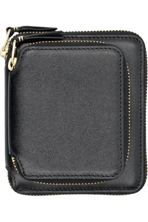 Comme des Garçons Accessoires, unisex, Zwart, ONE Size, Leer, Zwarte leren portemonnee met ritssluiting en meerdere vakken