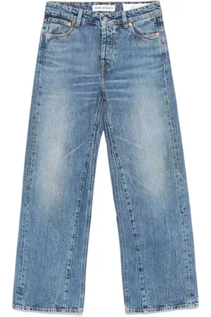 OUR LEGACY Jeans, Dames, Blauw, W28, Denim, Vintage-Stain Gewassen Denim Wijde Pijp Jeans