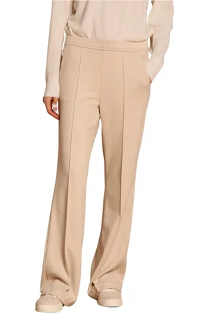Masons Broeken, Dames, , 3Xs, Katoen, Cream Chino Joggers Easy Straight