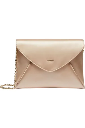 Max Mara Tassen, Dames, Roze, ONE Size, Satijn, Satijnen Envelope Clutch met Kettingriem
