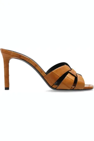 Saint Laurent Schoenen, Dames, Bruin, 36 EU, Leer, Tribute Hoge Hak Sandalen