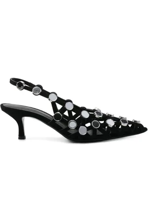 The Attico Schoenen, Dames, Zwart, 38 EU, Leer, Grid Slingback