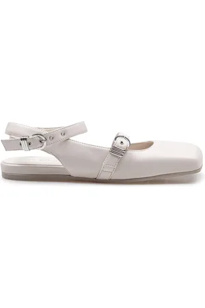 vic matiè Schoenen, Dames, Wit, 40 EU, Leer, Vierkante Gesloten Ballerina Schoenen in Bot