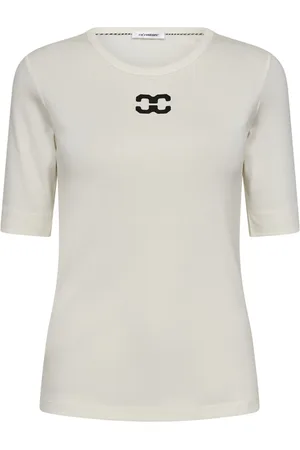 Co`Couture Tops, Dames, Wit, M, Katoen, T-shirt met geborduurd logo