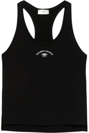 Elisabetta Franchi Tops, Dames, Zwart, XS, Polyester, Mouwloze Top met Uniek Design