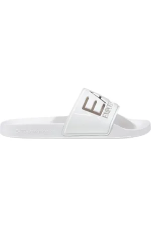 EA7 Schoenen, Dames, Wit, 38 EU, Eenvoudige PVC Slip-On Slippers