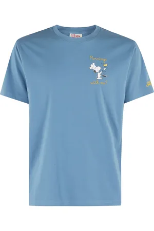 MC2 SAINT BARTH Tops, Heren, Blauw, M, Katoen, Klassiek Katoenen T-Shirt Snoopy Blauw Korte Mouw
