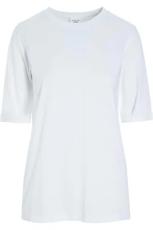 Bitte Kai Rand Tops, Dames, Wit, M, Katoen, Wit Katoenen T-shirt met Elleboogmouwen