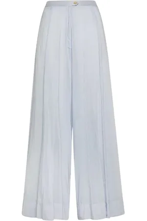 FORTE FORTE Broeken, Dames, Blauw, S, Katoen, Hemelsblauwe wijde broek