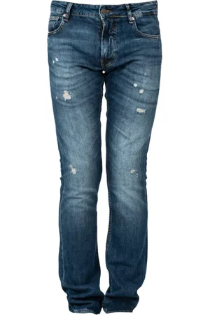 Guess Jeans, Heren, Blauw, W33 L34, Katoen, Slim Fit Jeans met Ritsdetails
