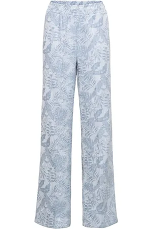 &Co Woman Broeken, Dames, Blauw, M, Katoen, Wijde broek