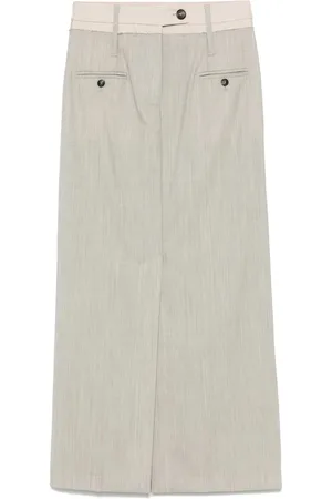 TELA Rokken, Dames, Grijs, S, Grijze Knoop-Front Rok