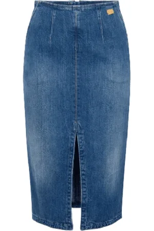 Elisabetta Franchi Rokken, Dames, Blauw, S, Denim, Denim Rok met Split