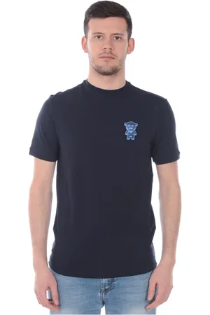 Emporio Armani Tops, Heren, Blauw, XL, Katoen, T-Shirt Sweatshirt