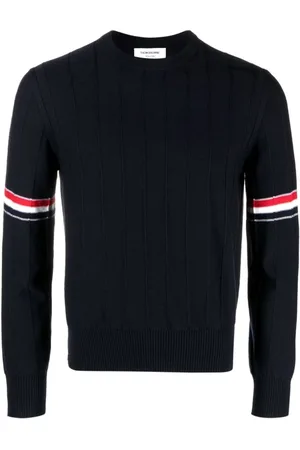 Thom Browne Truien, Heren, Blauw, XL, RWB-Stripe Sweater Jumper