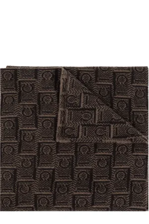 Salvatore Ferragamo Accessoires, Heren, Bruin, ONE Size, Wol, Monogram Sjaal