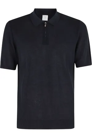 ELEVENTY Tops, Heren, Zwart, S, Katoen, Zwarte Katoenen Polo Sweater met Rits