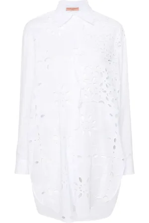 ERMANNO SCERVINO Blouses & Shirts, Dames, Wit, S, Katoen, Broderie Anglaise Blouse