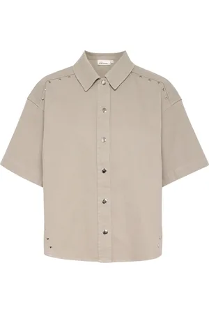 Karen by Simonsen Blouses & Shirts, Dames, Grijs, L, Katoen, Stijlvolle Shirt Bluser Flint
