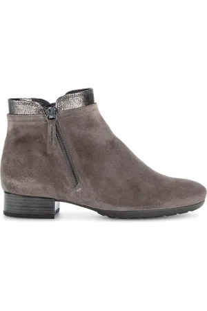 Gabor Schoenen, Dames, Grijs, 39 EU, Suède, Grijze Suède Leren Enkelboots