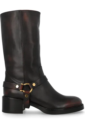 Chloé Schoenen, Dames, Bruin, 37 1/2 EU, Leer, Dakota Laarzen met Hoge Hak