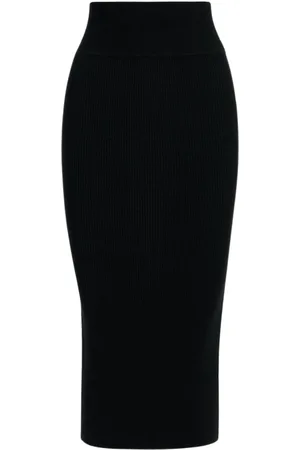 Essentiel Antwerp Rokken, Dames, Zwart, S, Ribgebreide Midi Rok