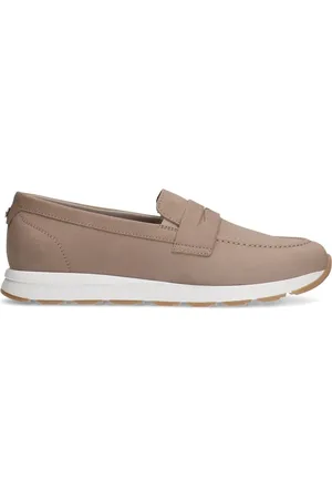Manfield Schoenen, Dames, , 41 EU, Leer, Taupe Nubuck Loafers