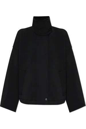 Emporio Armani Jassen, Dames, Zwart, M, Polyester, Jacket met opstaande kraag