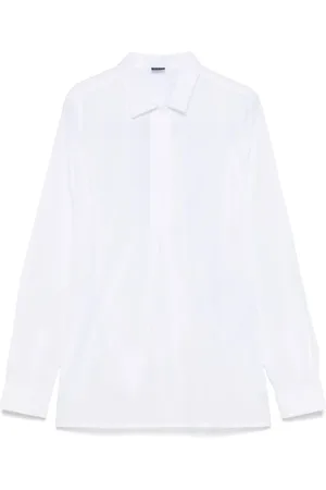 FAY Blouses & Shirts, Dames, Wit, L, Katoen, Geborduurde Logo Blouse met Manchetten met Knopen