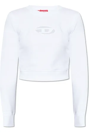 Diesel Sweatshirts & Hoodies, Dames, Wit, S, Katoen, F-Slimmy-Od Sweatshirt