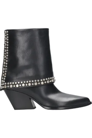 Elena Iachi Schoenen, Dames, Zwart, 38 EU, Leer, Zwarte leren Texan laarzen