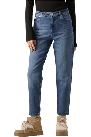 Calvin Klein Jeans, Dames, Blauw, W31, Katoen, Mom Jeans Ultiem Comfort Stijl