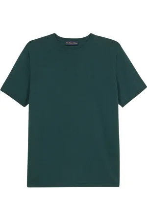 Brooks Brothers Tops, Heren, Groen, XL, Katoen, Groene Mako Katoen Trui met Korte Mouwen