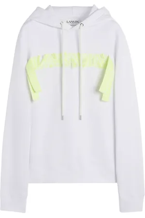 Lanvin Sweatshirts & Hoodies, Heren, Wit, L, Katoen, Curb Blanc Vert Hoodie