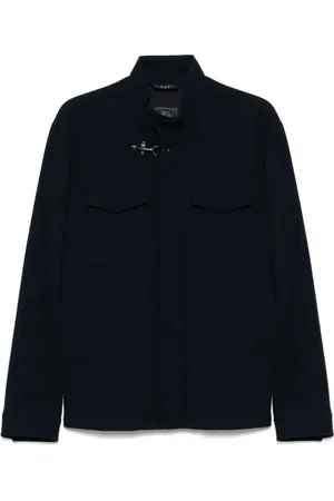 FAY Jassen, Heren, Blauw, M, Wol, Blauwe Jas van Wolmix