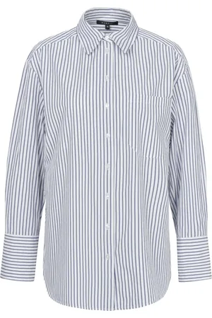 Bugatti Blouses & Shirts, Dames, Blauw, M, Katoen, Gestreept wit shirt met borstzak