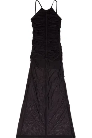 Diesel Kleedjes, Dames, Zwart, M, Nylon, Amami Drape Tulle Jurk
