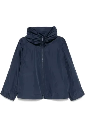 Emporio Armani Jassen, Dames, Blauw, S, Blauwe Jacks met Ritssluiting