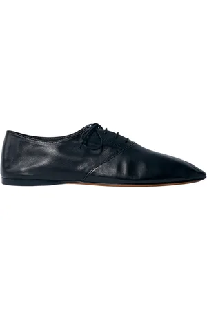 The Row Schoenen, Dames, Zwart, 37 EU, Leer, Glad leren veterschoenen