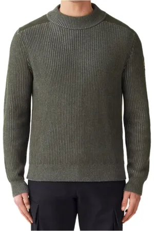 Belstaff Truien, Heren, Groen, L, Katoen, Groene Wol-Katoen Lupetto Stanley Trui