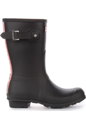 Hunter Schoenen, Dames, Zwart, 36 EU, Polyester, Korte Tricolore Laarzen
