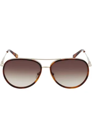 Longchamp Accessoires, Dames, Veelkleurig, ONE Size, Gouden Metalen Zonnebril