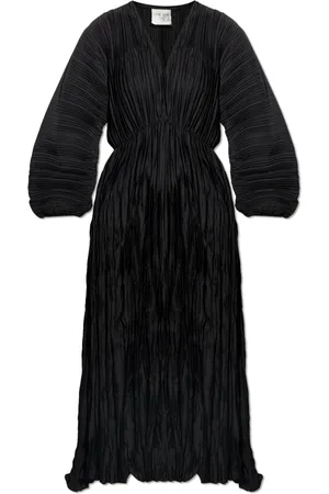 FORTE FORTE Kleedjes, Dames, Zwart, L, Polyester, Jurk met Crinkle Effect