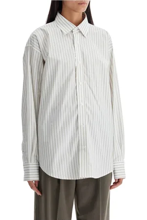 Filippa K Blouses & Shirts, Dames, Wit, S, Katoen, Gestreept katoen poplin overhemd