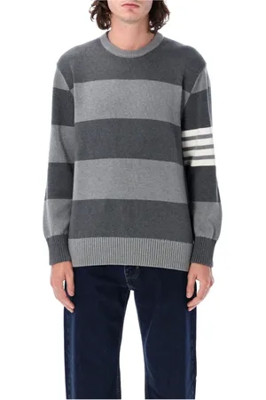 Thom Browne Truien, Heren, Grijs, L, Katoen, Rugby Rose Icon Sweater