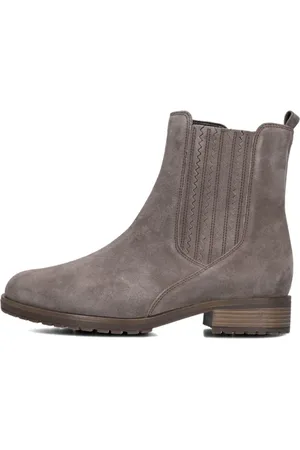 Gabor Schoenen, Dames, , 40 1/2 EU, Leer, Taupe Enkellaarsjes