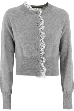 ERMANNO SCERVINO Truien, Dames, Grijs, L, Cardigan met kantdetails